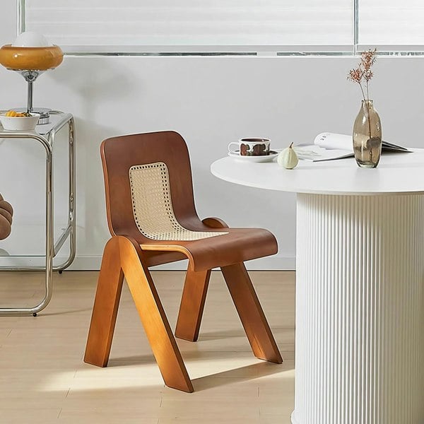 Nita Curved Rattan Dining Chair, Rubber Wood-Rit Concept-Rit Concept
