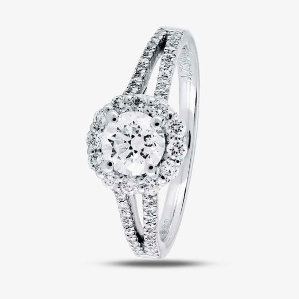 1888 Collection Platinum Brilliant Cut 1.20ct Diamond Split-Shoulders Cluster Ring DSC64