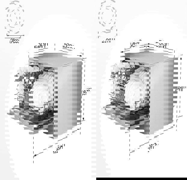 COMFEE 6.5L White/Silver Compact Countertop Dishwasher with LED Display and 6 Place Settings Living and Home