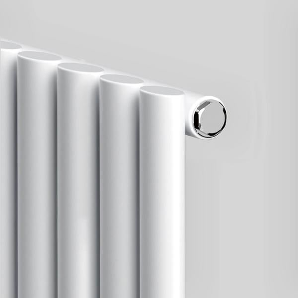 MYHOMEWARE White 660 x 600 mm Modern Horizontal Column Designer Radiator Oval Single Panel Radiator Heater