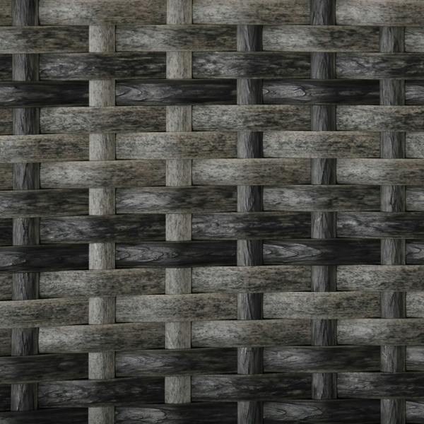 Grey rattan wicker weave close-up with woven pattern texture
