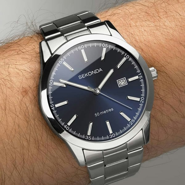 Sekonda Taylor Blue Dial Silver Watch 1943