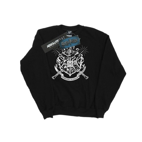 Harry Potter Girls Hogwarts Crest Wands Sweatshirt - Black