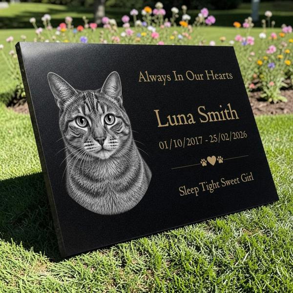 Memorials Direct Cat Memorial Granite Photo Plaque