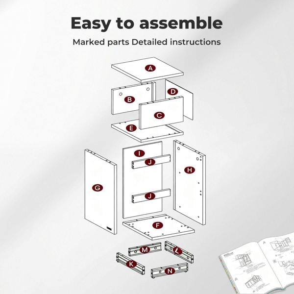 Levede Slim Bedside Table Storage Nightstand with 2 Drawers & Open Shelf Black