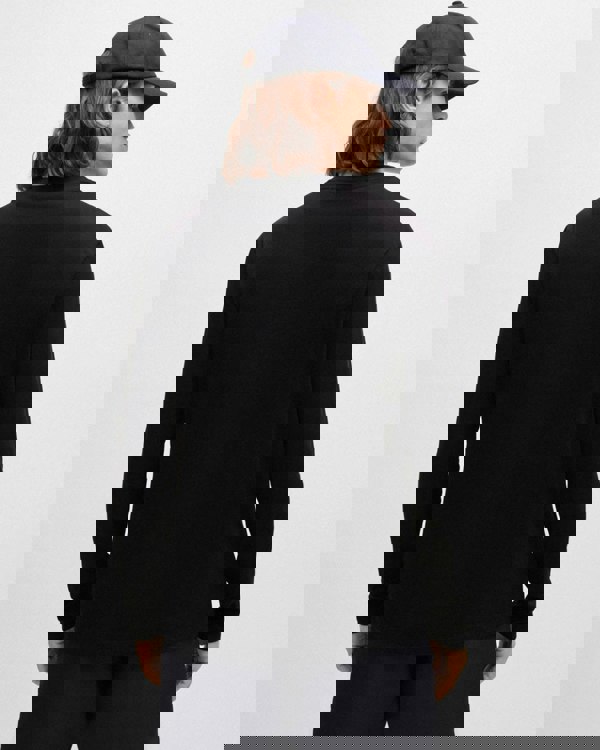 HUGO Derol222 Mens Long-Sleeved T-Shirt in Cotton Jersey with Logo Print NOS - Black 001