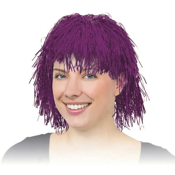 Bristol Novelty Unisex Tinsel Wig - Cerise