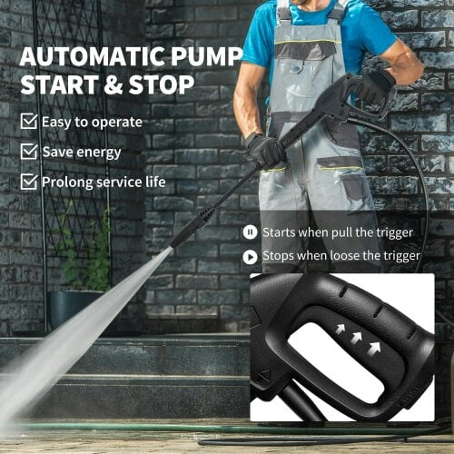 Bobobiy 1800W High Pressure Washer, 150 Bar Pressure, 420 L/h Flow, 6M Hose, Steel Handle Car Driveway, Blue