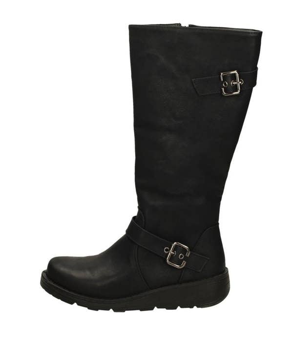 Spot On Ladies Spot On Buckle Detailed Wide Fit Knee High Boots F51202