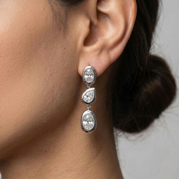 Uchi & Soto Enso Layered Silver Stone Earrings