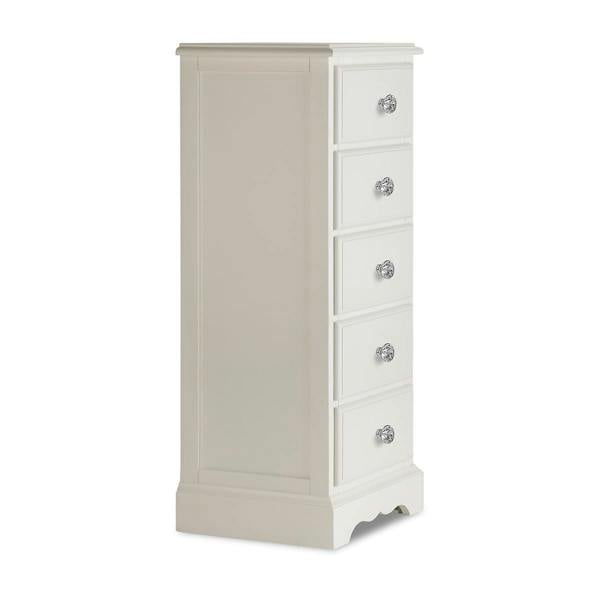Statement Furniture Romance Tallboy 5 Drawer Narrow Chest of Drawers with Crystal Handles