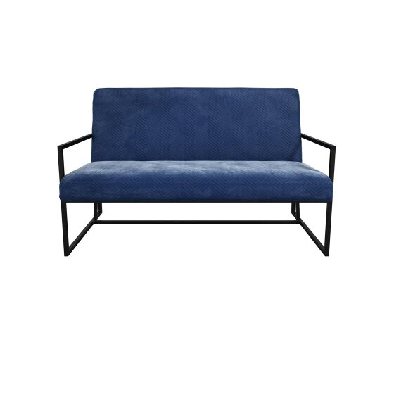 Wyld Haus London Blue Velvet 2 Seater Sofa Black Metal Legs