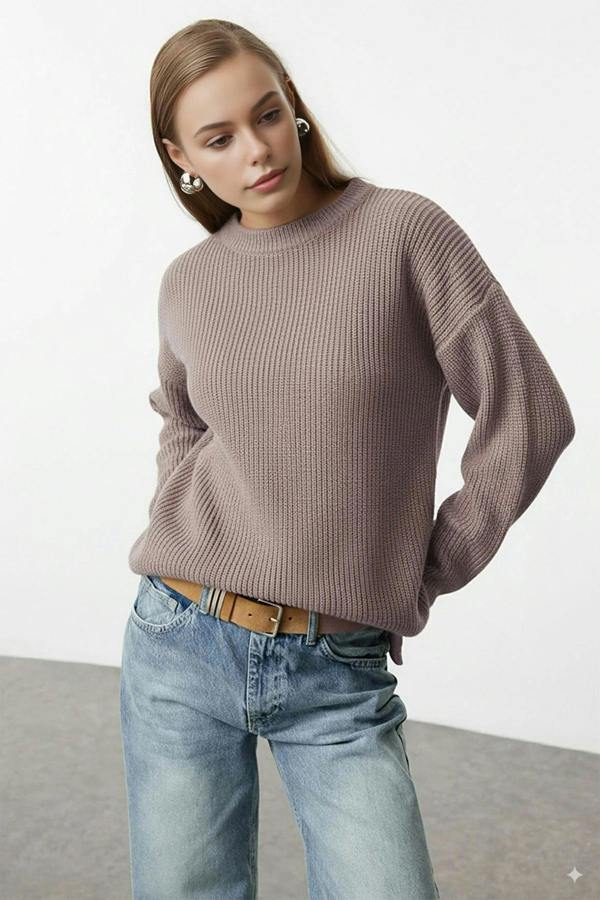 WOVCOR Ribbed Soft Textured Knit Sweater