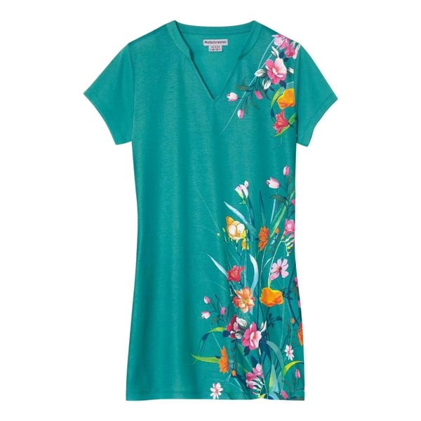 Atlas For Men Women's Floral Longline T-Shirt - Green