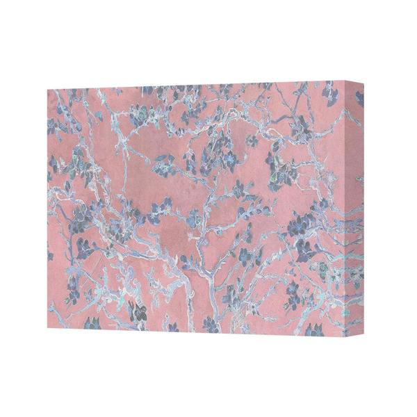 Benjamin Tate Design Pink Floral Canvas Wall Art With Blue Branches Pattern