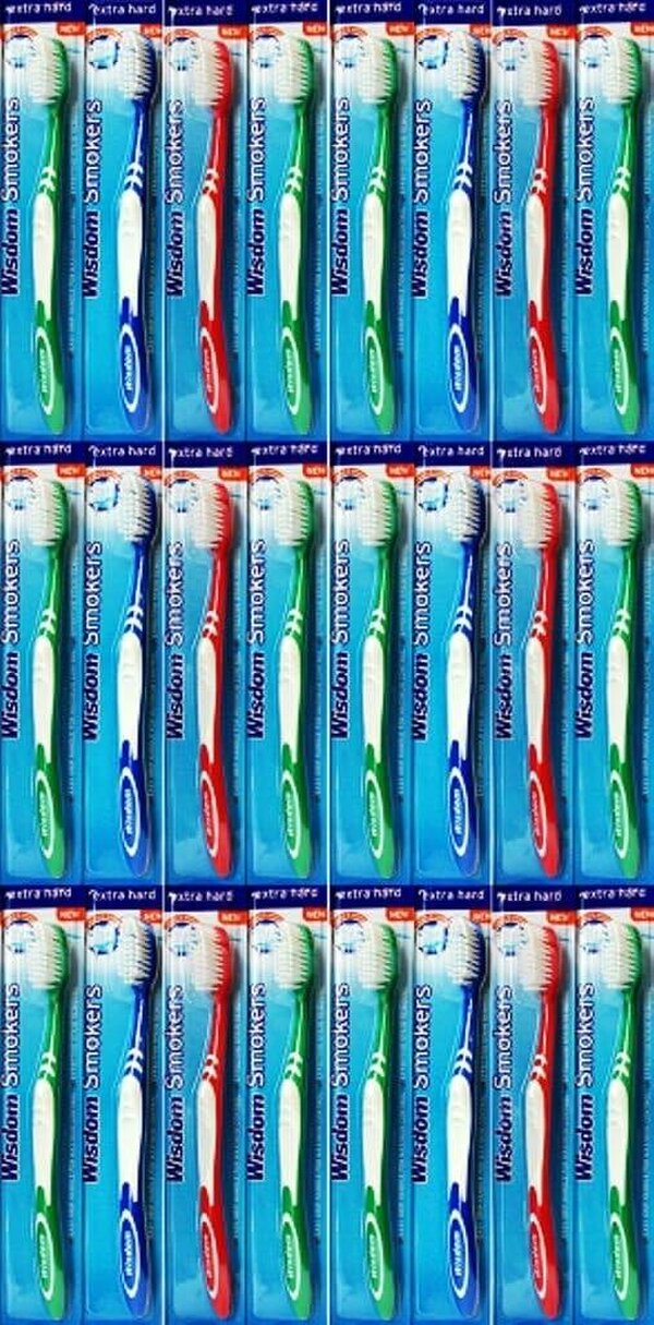 Wisdom Smokers Toothbrush Extra Hard x 24 Packs (Colours Vary)