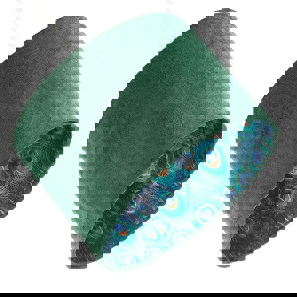 Forest Green Velvet Lamp Shade with Colourful Peacock Feather Inner Image 4