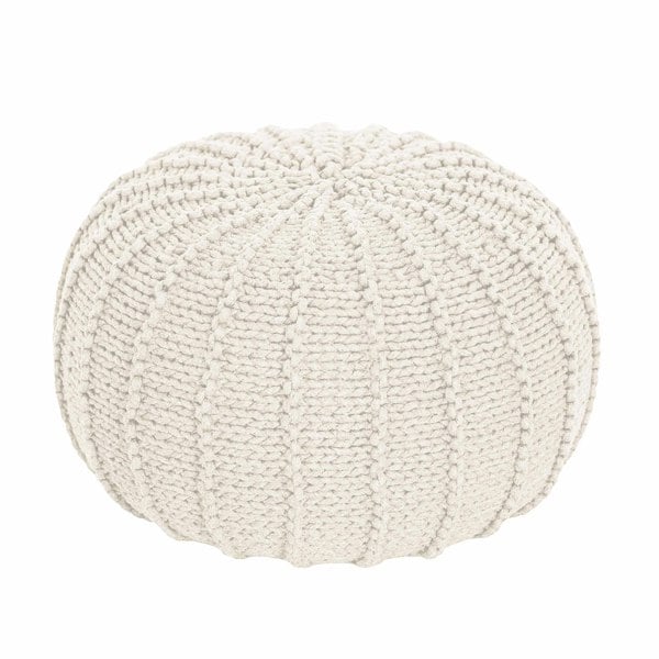 Knitted pouffe, Small | IVORY - Zuri House