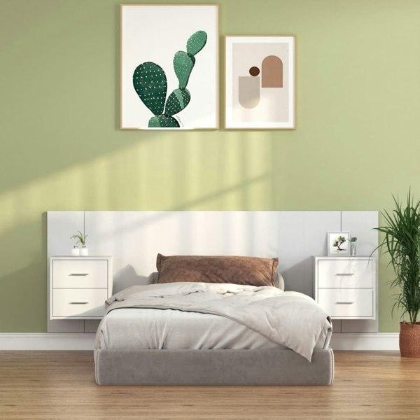 Berkfield Bed Headboard with Cabinets White Engineered Wood