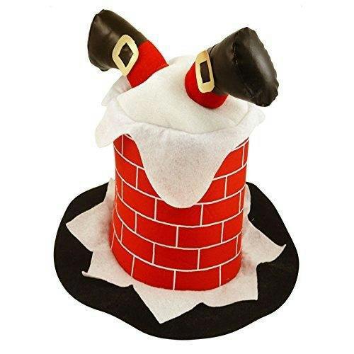 Adult Red Santa Stuck in Chimney Novelty Christmas Hat for Festive Parties and Dress Up image 5