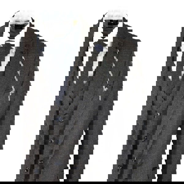 House Of Cavani Caridi - Men's 3 Piece Brown Check Suit Tweed Classic Wedding