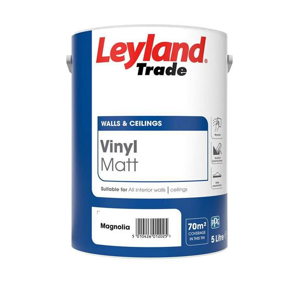 Leyland Trade Vinyl Matt Paint Magnolia 5L Pack of 2