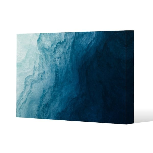 Benjamin Tate Design abstract blue liquid fluid Slim Style Canvas Print  30x40cm , 15mm Slim Real wood.