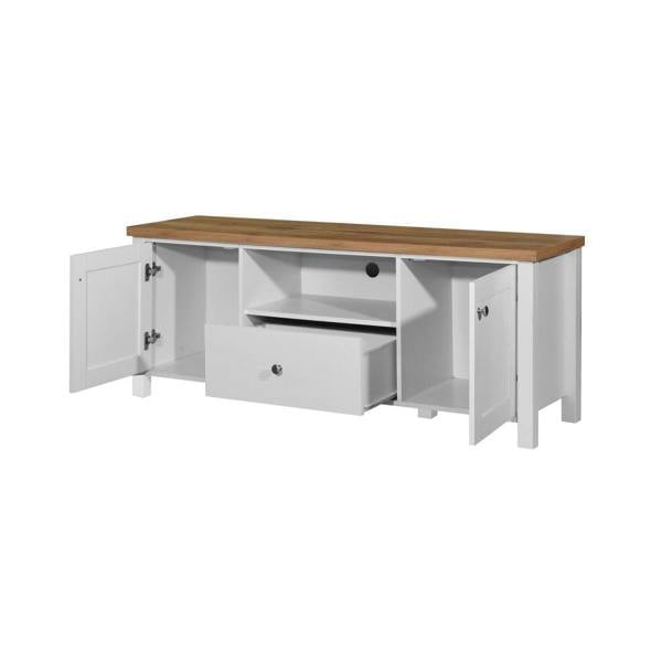 Timber Art Design Astbury TV Unit Stand Media Cabinet 2 Doors + Drawer White & Oak