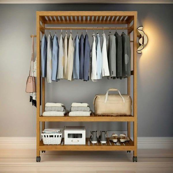 Rafaelo Mobilia Bamboo 4-in-1 Open Wardrobe With Shoe Rack