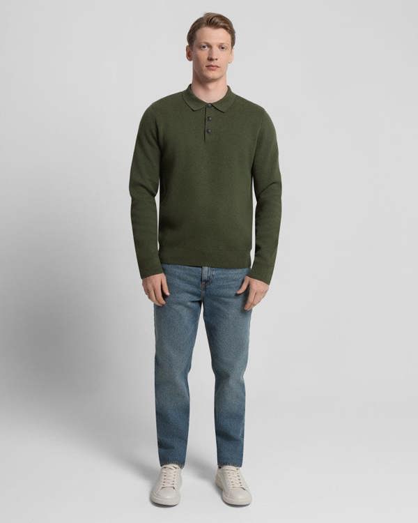 Steel & Jelly Heavy Milano Knit Long Sleeve Polo Shirt