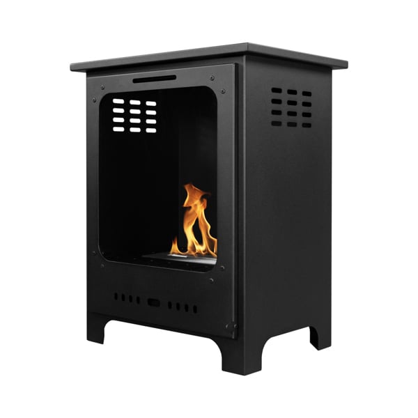 BIOFireplacesGMT Freestanding Bio Fireplace Koza Mini Black Matt with glass Ventless