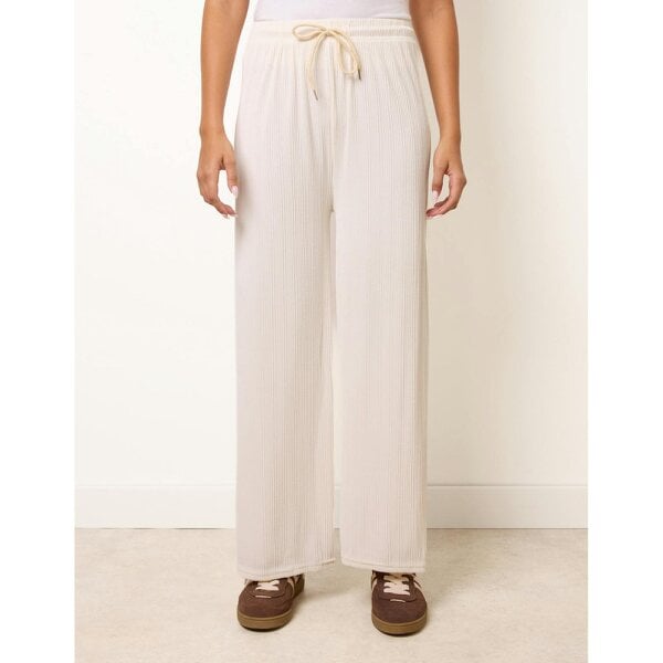 Blue Vanilla Ribbed Wide Leg Trousers