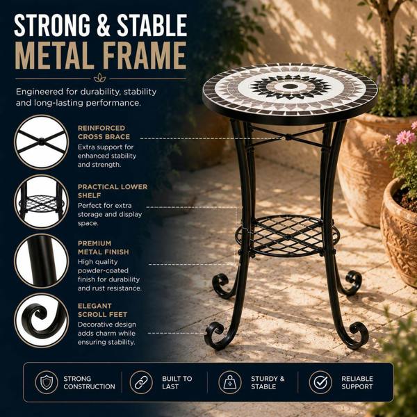 35cm Medina Mosaic Plant Stand/Side Table image 6