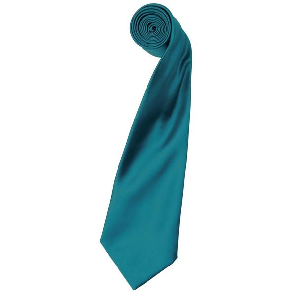 Premier Mens Plain Satin Tie (Narrow Blade) (Pack of 2) - Teal