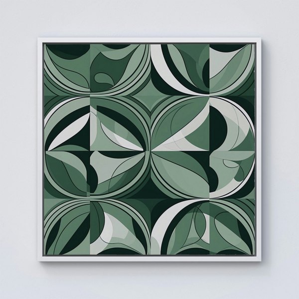 Warren Reed Geometric Green Black Framed Canvas