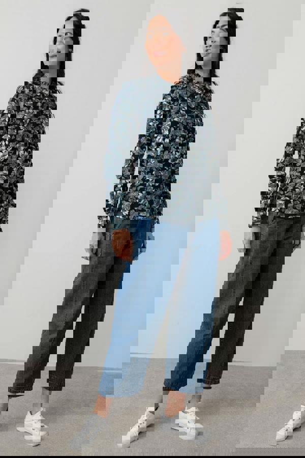 Lily & Me Rachel Cotton Pincord Frill Blouse Navy