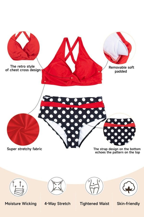 Living and Home Two Piece Swimsuits Bikini Set - Red
