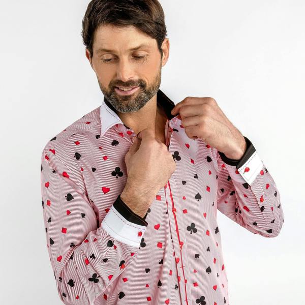 CARD SYMBOLS PRINT SHIRT – Premium Men's Patterned Shirt by Claudio Lugli | Bold Design, Tailored Fit, Best Printed Shirts