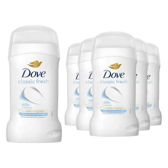 Dove Classic Fresh Anti-Perspirant Deo Stick 50ml 6 Pack, 48H Sweat Protection