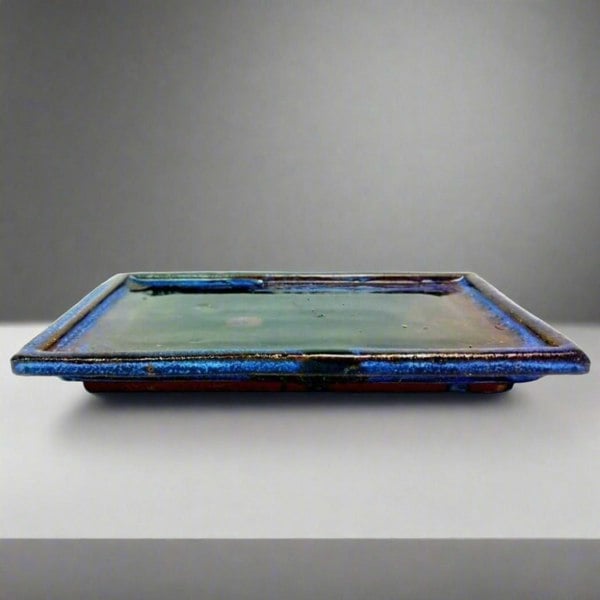 15cm Glazed Bonsai Pot Drip Tray | Rectangle - Yorkshire Bonsai