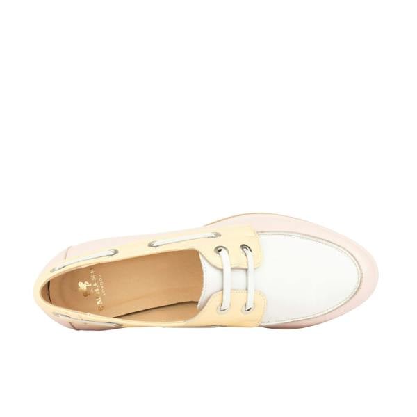 Embassy London Boatie - Yellow & Cream & Pink - Women's Leather Boat Shoe