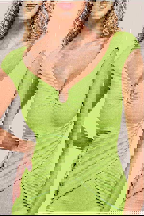 Bardot Pleated Maxi With Metal Trim Maxi Dress - Lime Green DR4306