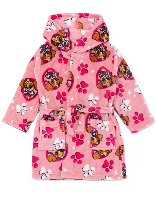 Vanilla Underground Paw Patrol Girls Pink Hooded Bathrobe