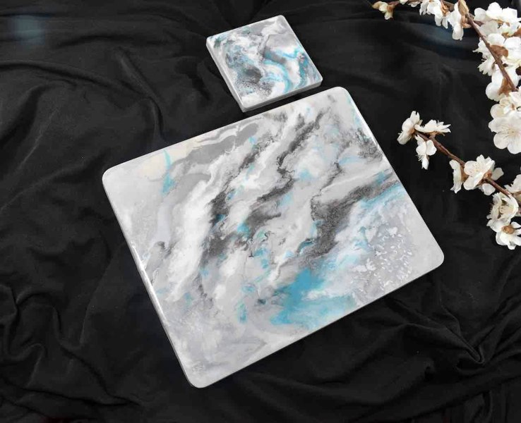 Kate Chesters Art Silver Grey Placemats and Coasters for Dining Table - Heat Tolerant