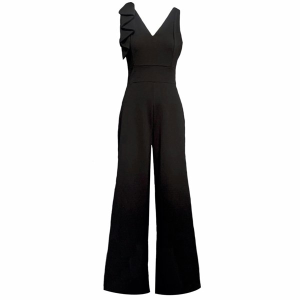 Frock Tales Harriet Wrap Jumpsuit With Bow In Black