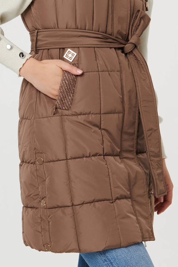 Izabel London Faux Fur Hood Textured Puffer Jacket