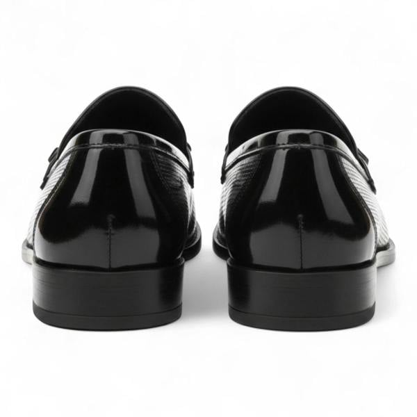 Dolcetto Mens Black Patent Faux Leather Formal Penny Loafers