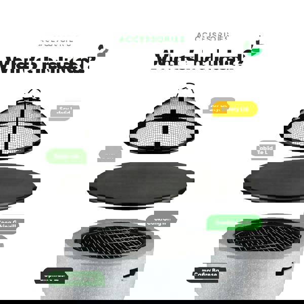 Gardenwize MGO Firepit Table & BBQ – 3-in-1 Outdoor Fire Bowl with Table Top | Stone Effect Garden Heater & Charcoal Grill