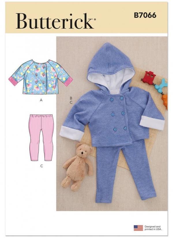 Butterick Sewing Pattern 7066, Coats, Leggings for Baby, A (XS-S-M-L) - Easy