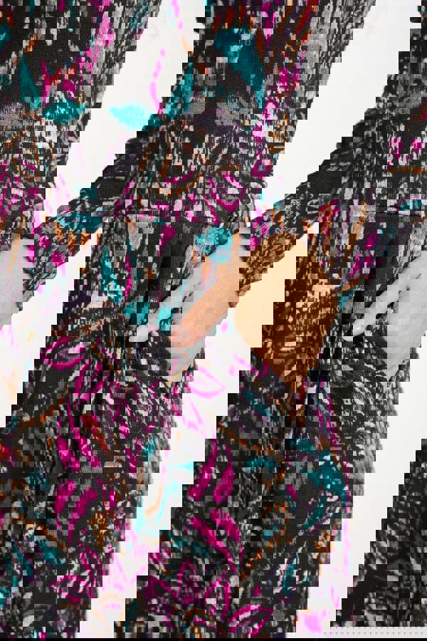 Mudflower Floral Print Cowl Neck Dress